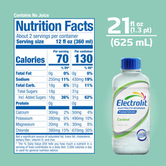 Etiqueta nutricional Electrolit coco mostrando electrolitos y valores clave