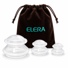 ELERA vista frontal del kit con tres copas, práctico para masaje