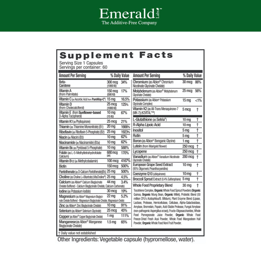 EMERALD LABS detalle de cápsula vegetal, textura que sugiere calidad y pureza