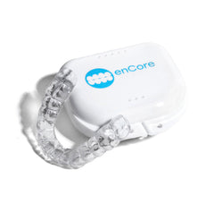 enCore protector frontal en su estuche, ajuste preciso y protección nocturna