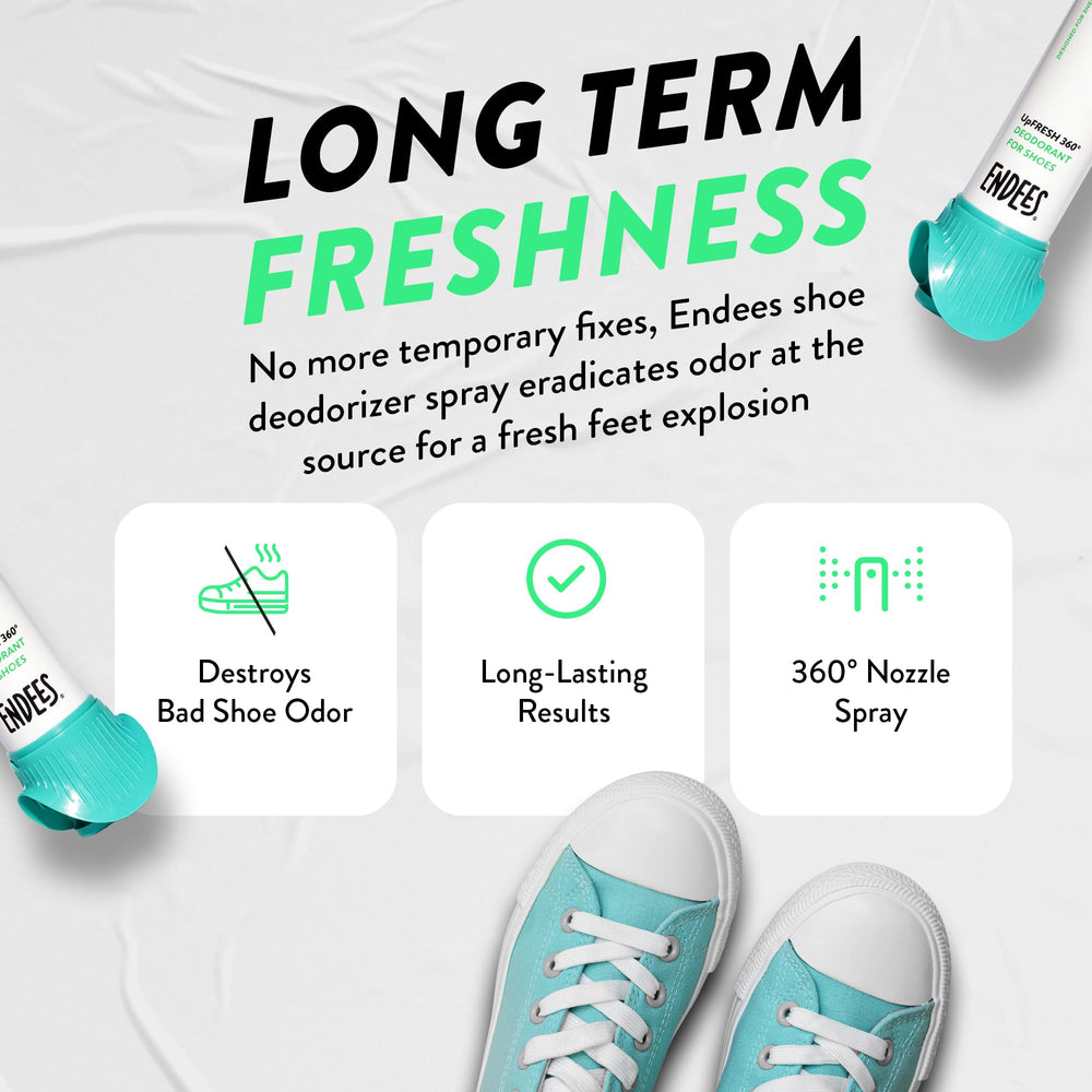 Endees UpFresh aplicado dentro de una zapatilla para frescura rápida