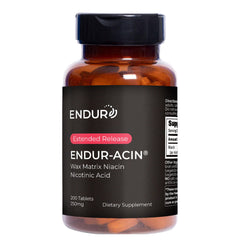Endurance ENDUR-ACIN frontal del envase mostrando 200 comprimidos y marca, clara presentación conveniente