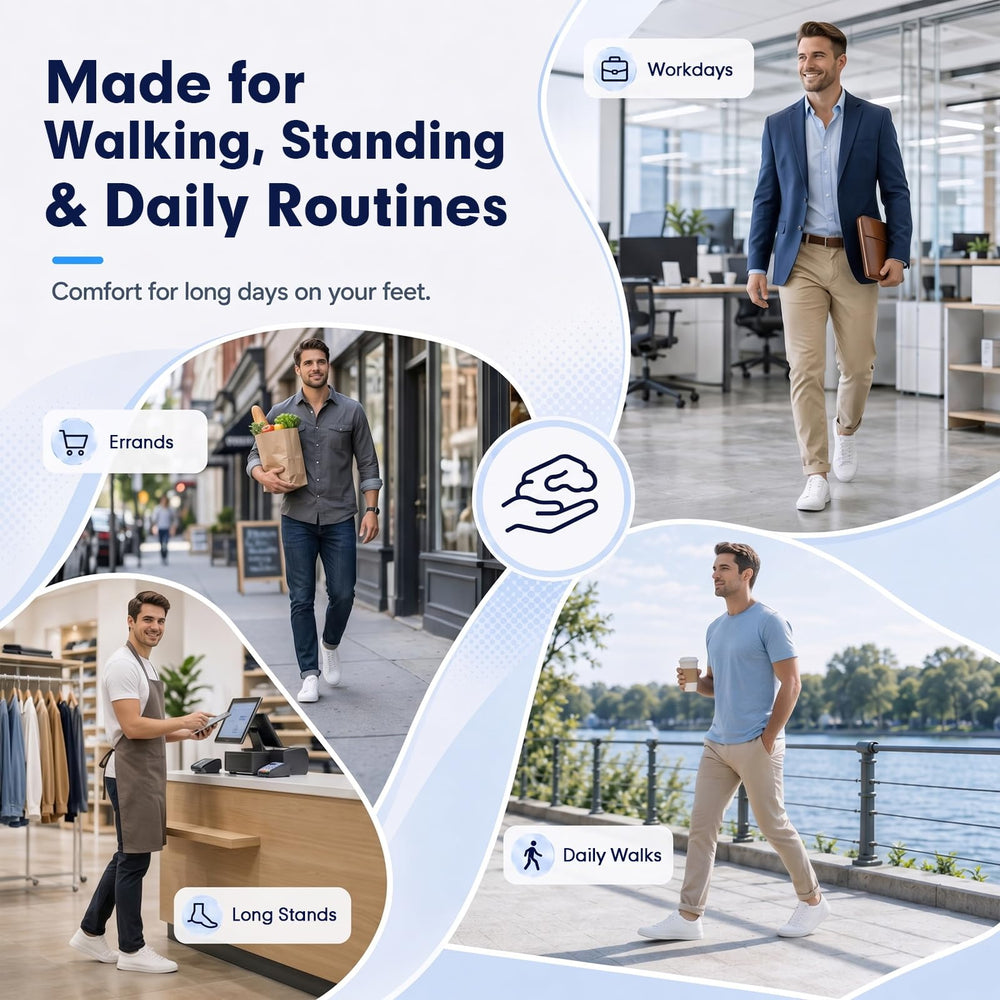ENLOPQ hombre caminando en la calle con plantillas, soporte y ventilación
