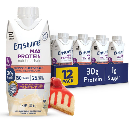 Ensure botella Cherry Cheesecake al frente, reseña visual del producto y conveniencia
