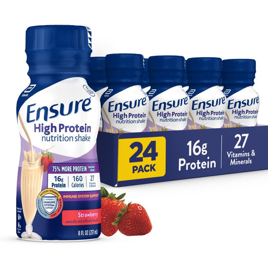 Ensure envase frontal de fresa mostrando diseño y conveniencia