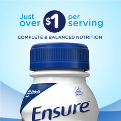 bote de Ensure Plus en mesa de desayuno con frutas, opción práctica para comenzar el día
