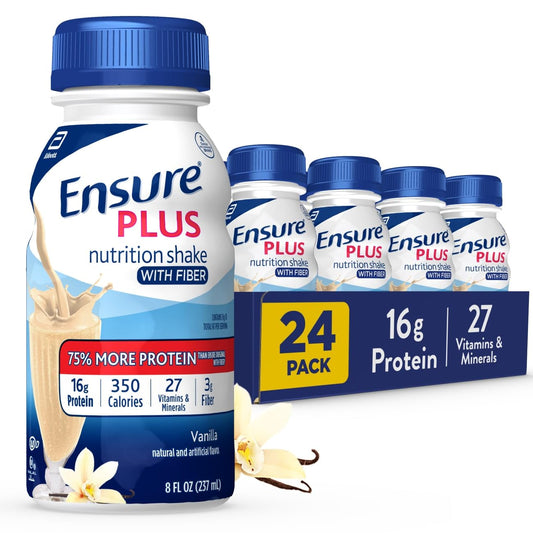 Ensure Plus envase frontal que muestra sabor vainilla y calorías