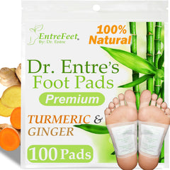 EntreFeet empaque frontal mostrando 100 parches y beneficios