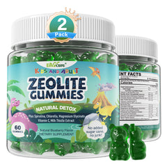 EnvyCure envase frontal de gomitas Zeolite con beneficio de dosificación familiar