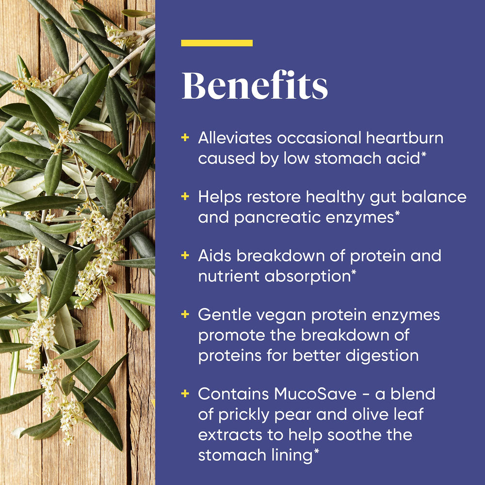 Enzymedica etiqueta nutricional legible que resalta ingredientes vegetales