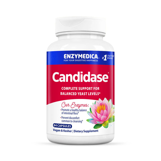 Enzymedica Candidase: envase de botella para uso diario y apoyo digestivo suave.