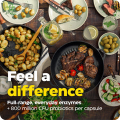 Cápsulas de Digest Complete Probiotics listas para tomar con cada comida.