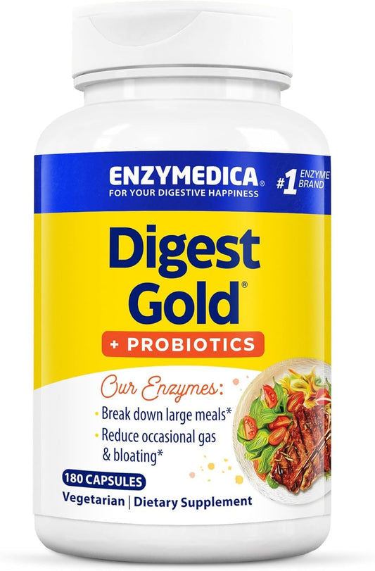Enzymedica Digest Gold Probiotics envase frontal para digestión rápida