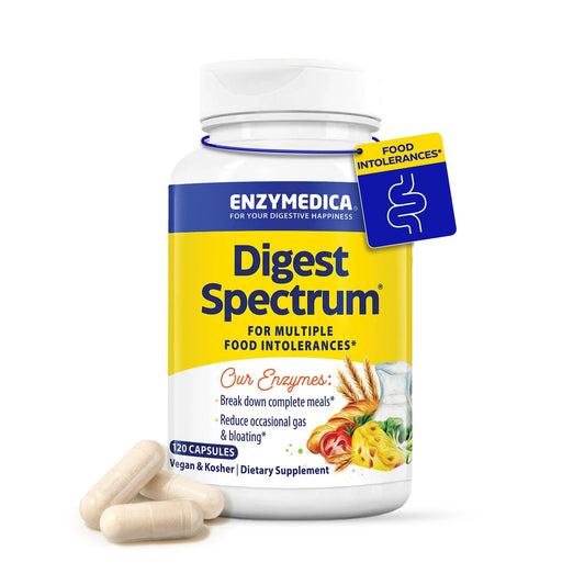 Cápsulas de Enzymedica Digest Spectrum para apoyo digestivo diario.