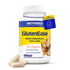 Enzymedica GlutenEase: cápsulas digestivas para gluten y caseína.