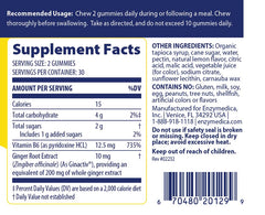 Enzymedica Jengibre B6 Gominolas, textura suave para masticar con gusto