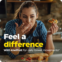 Enzymedica Kiwi Regularity mano sosteniendo tableta para consumo práctico