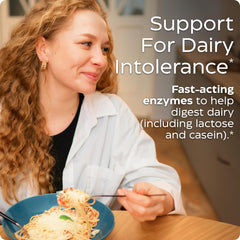 Enzymedica Lacto dosage capsule in hand suggests easy daily dairy support.