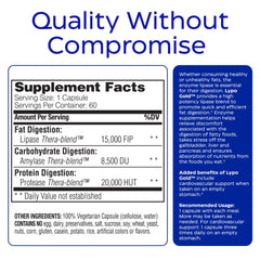 Ilustración de enzimas clave para digestión en Enzymedica Lypo Gold