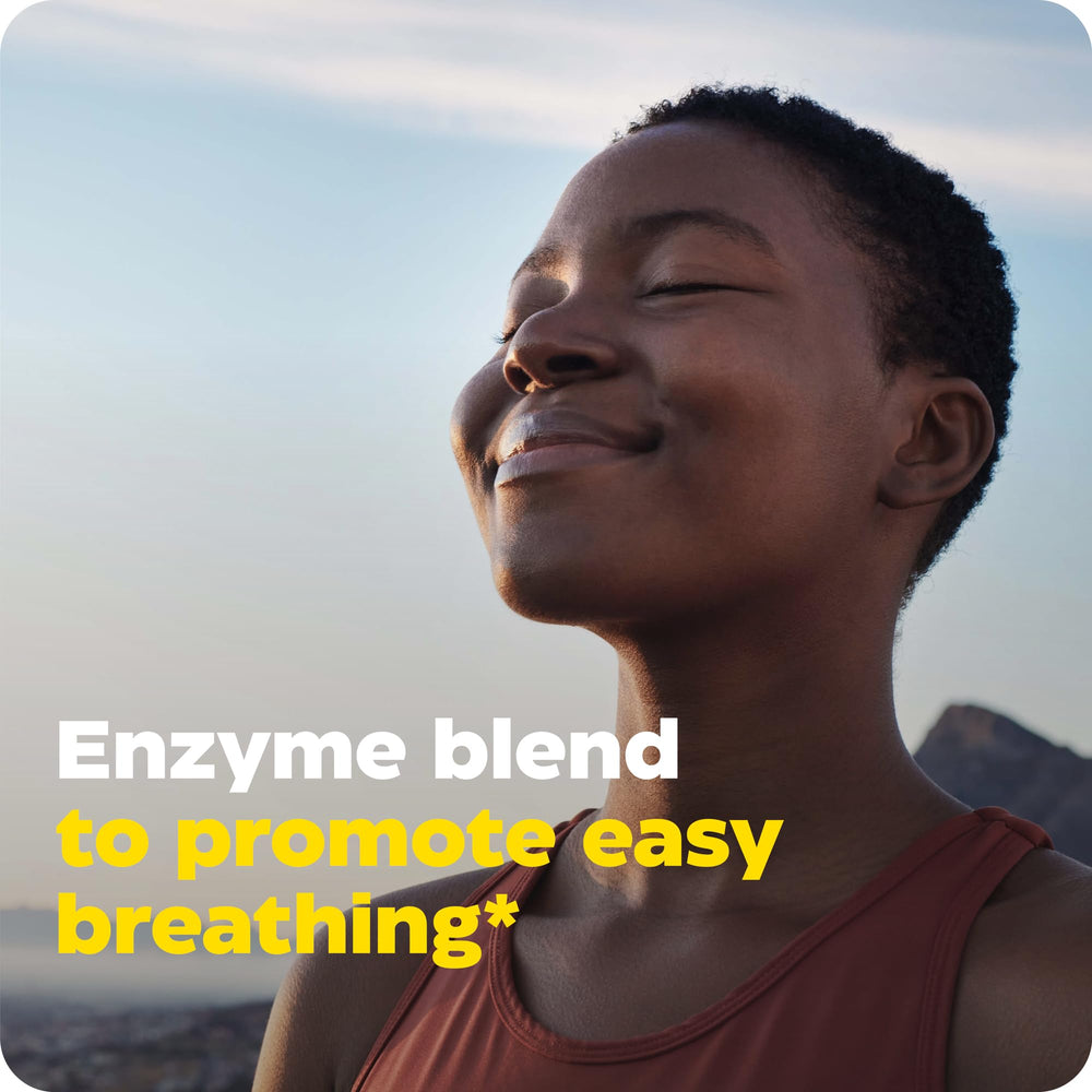 Envase MucoStop cerrado en primer plano.