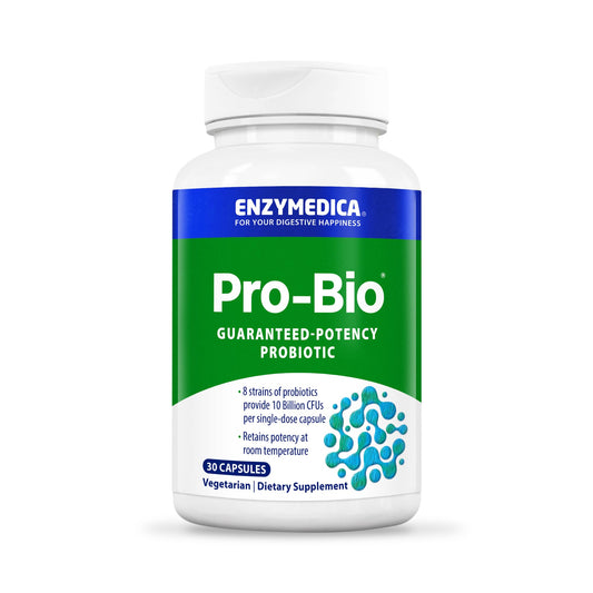 Enzymedica Pro-Bio: botella frontal, conveniente para la rutina diaria de bienestar digestivo