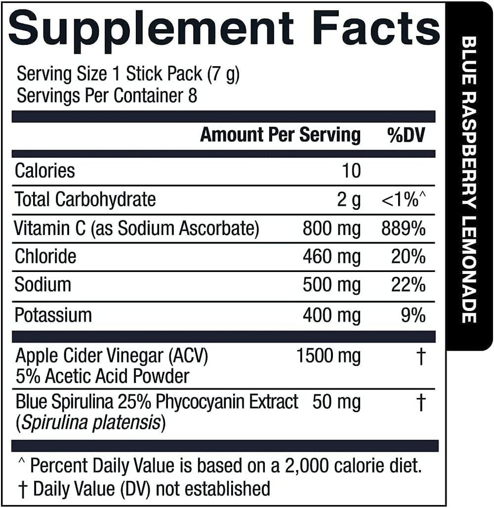 Essential Elements etiqueta con vinagre de manzana y vitamina C como beneficios