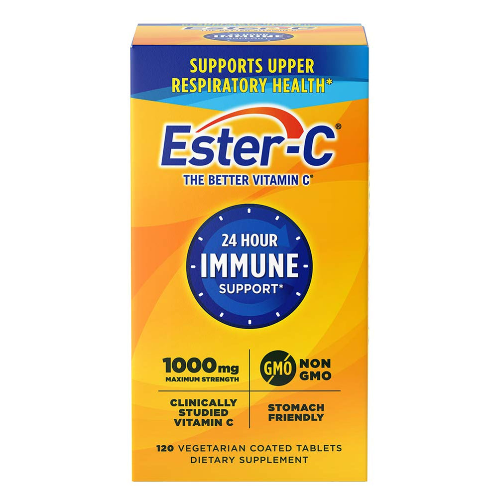Ester-C envase frontal mostrando diseño y cantidad para confianza del comprador