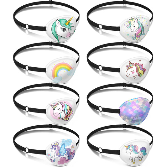 Parche ocular Eurzom unicornio para niños, diseño colorido para juego y uso diario.