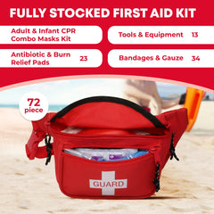 Ever Ready First Aid comparación de tamaño junto a mano, portátil y compacta