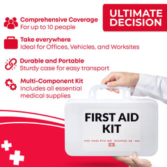 Ever Ready First Aid en uso sobre escritorio de oficina mostrando acceso rápido a vendajes