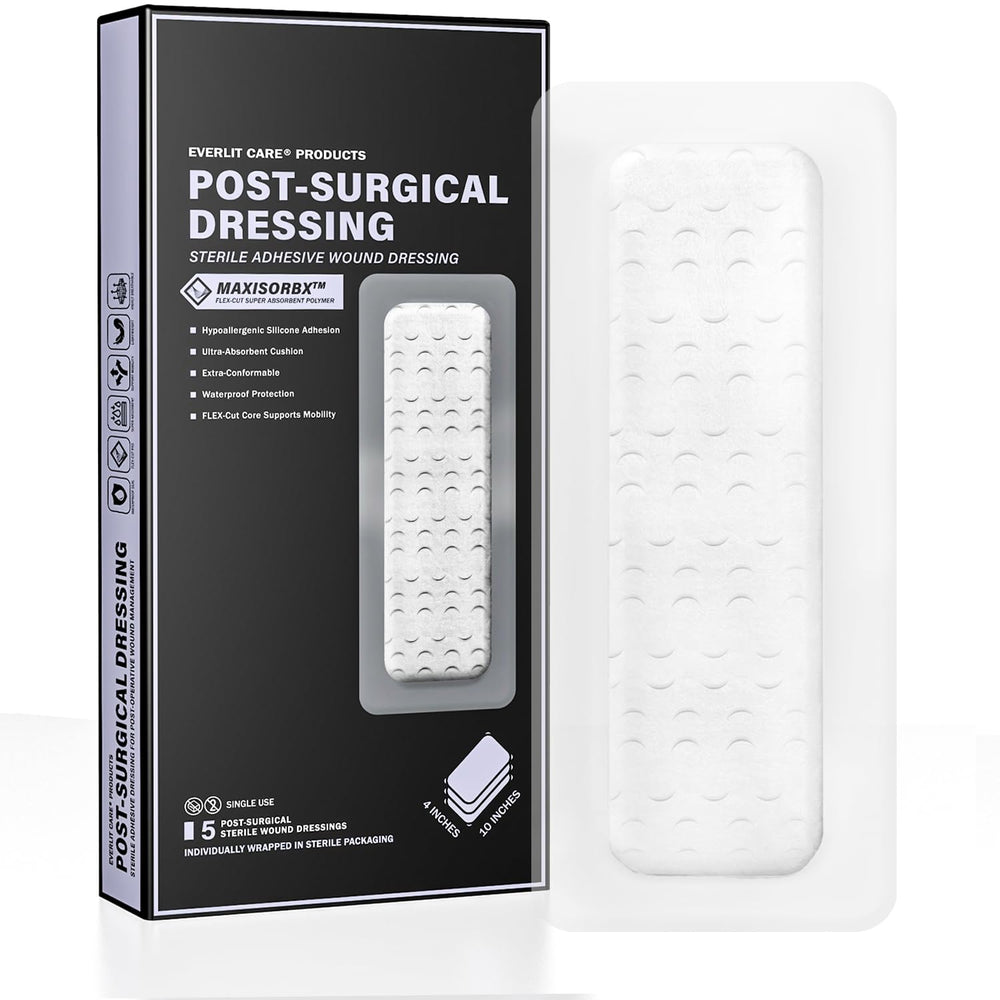 EVERLIT CARE paquete frontal mostrando cinco apósitos, protección estéril
