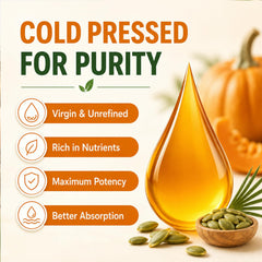 Semillas de calabaza y aceite extraído ilustrando origen natural Everly