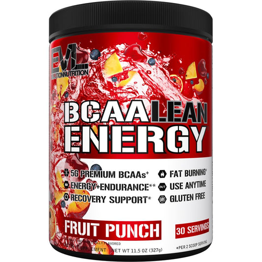 EVL BCAA Lean Energy polvo en vaso para energía sostenida durante entreno