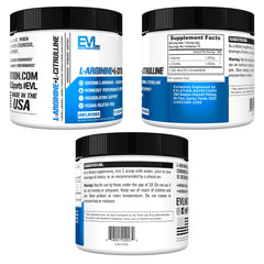 Envase Evlution junto a creatina y recuperador sugiriendo apilado