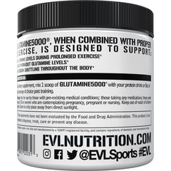 Evlution etiqueta nutricional legible indicando 5 g de L-glutamina