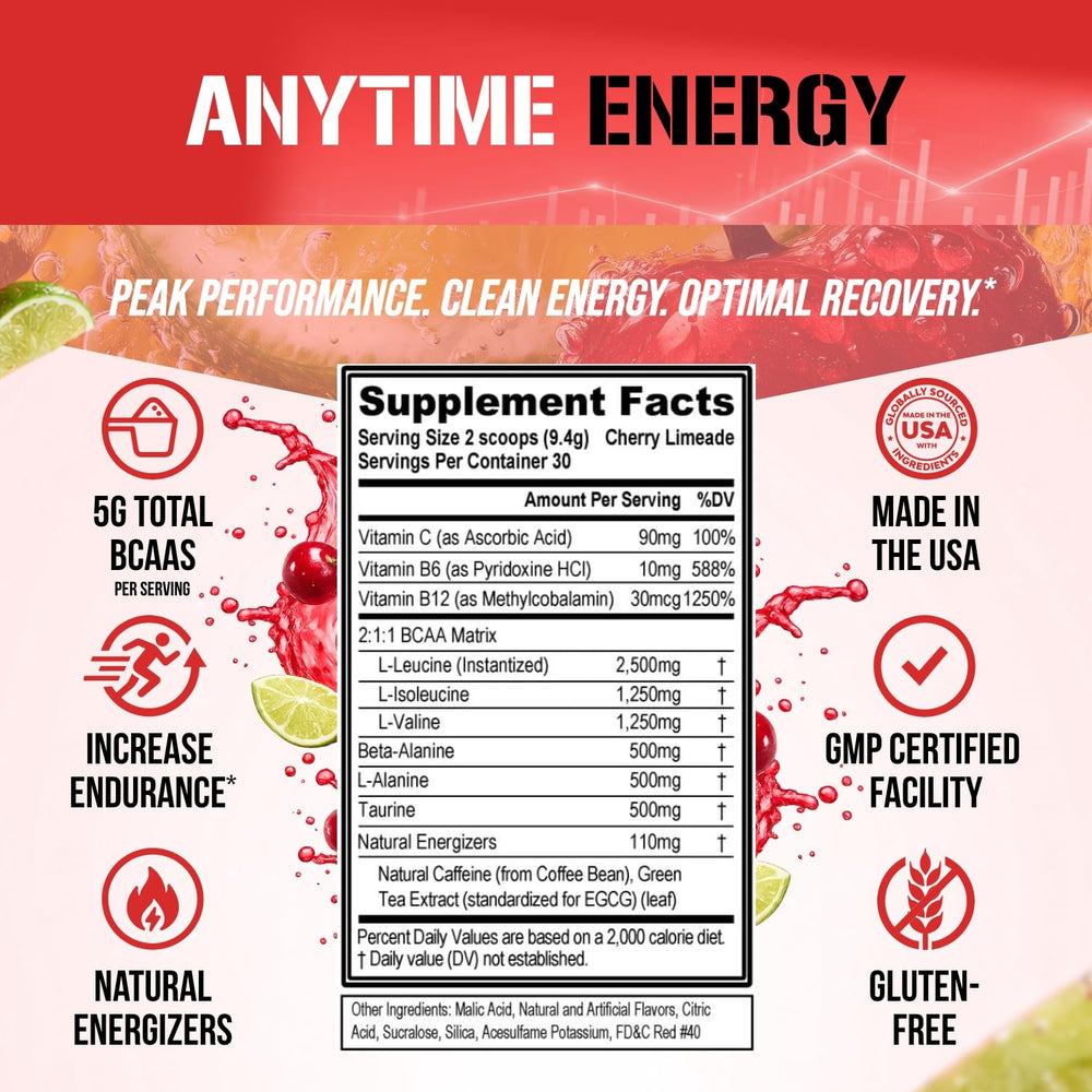 Evlution EVL BCAA Energy etiqueta con lista de ingredientes y beneficios visibles