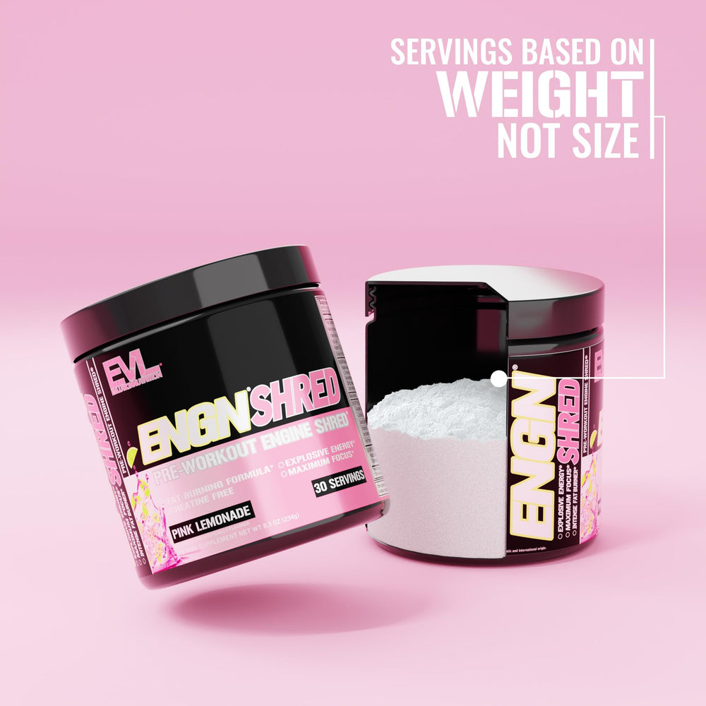 Evlution EVL ENGN Shred vaso mezclado rosa limón listo antes del entrenamiento