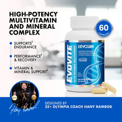 Evogen Evovite tabletas en primer plano mostrando textura y acabado