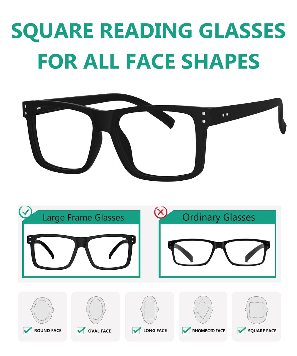Eyekepper gafas en mano para comparar escala y tamaño oversize