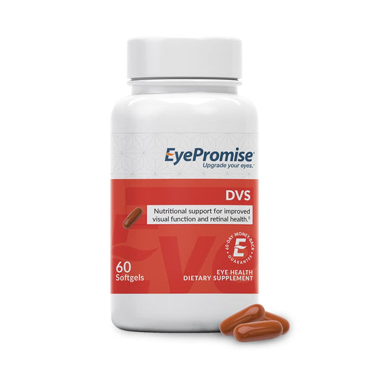 EyePromise envase frontal mostrando 60 softgels y beneficio de soporte visual
