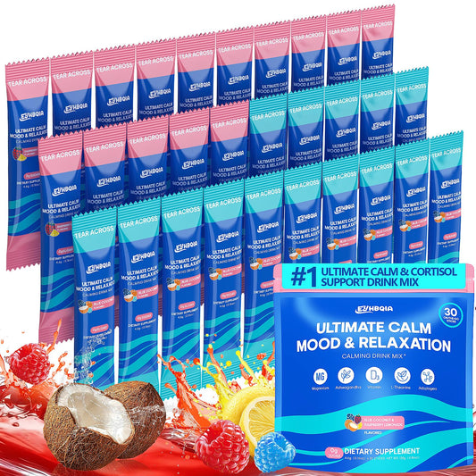 EYHBQIA Ultimate Calm Drink Mix bottle displays a premium adaptogenic blend for daily balance.