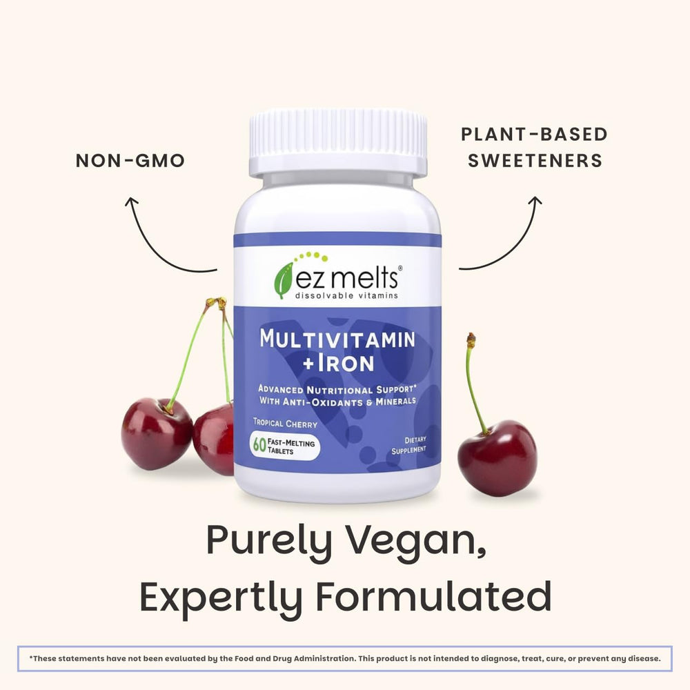 EZ Melts ingredientes clave como vitaminas B y antioxidantes destacados