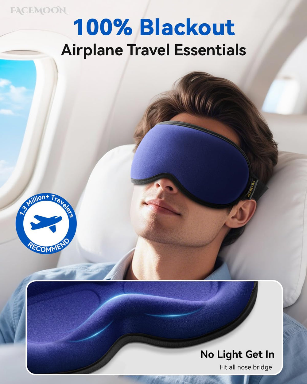 FACEMOON detalle de copas oculares 3D que evitan presión sobre ojos