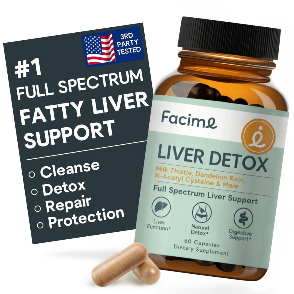 Facime Full Spectrum Liver Cleanse bottle displaying multi-step detox concept.