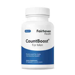 Fairhaven Health CountBoost frontal del frasco mostrando etiqueta y beneficio claro
