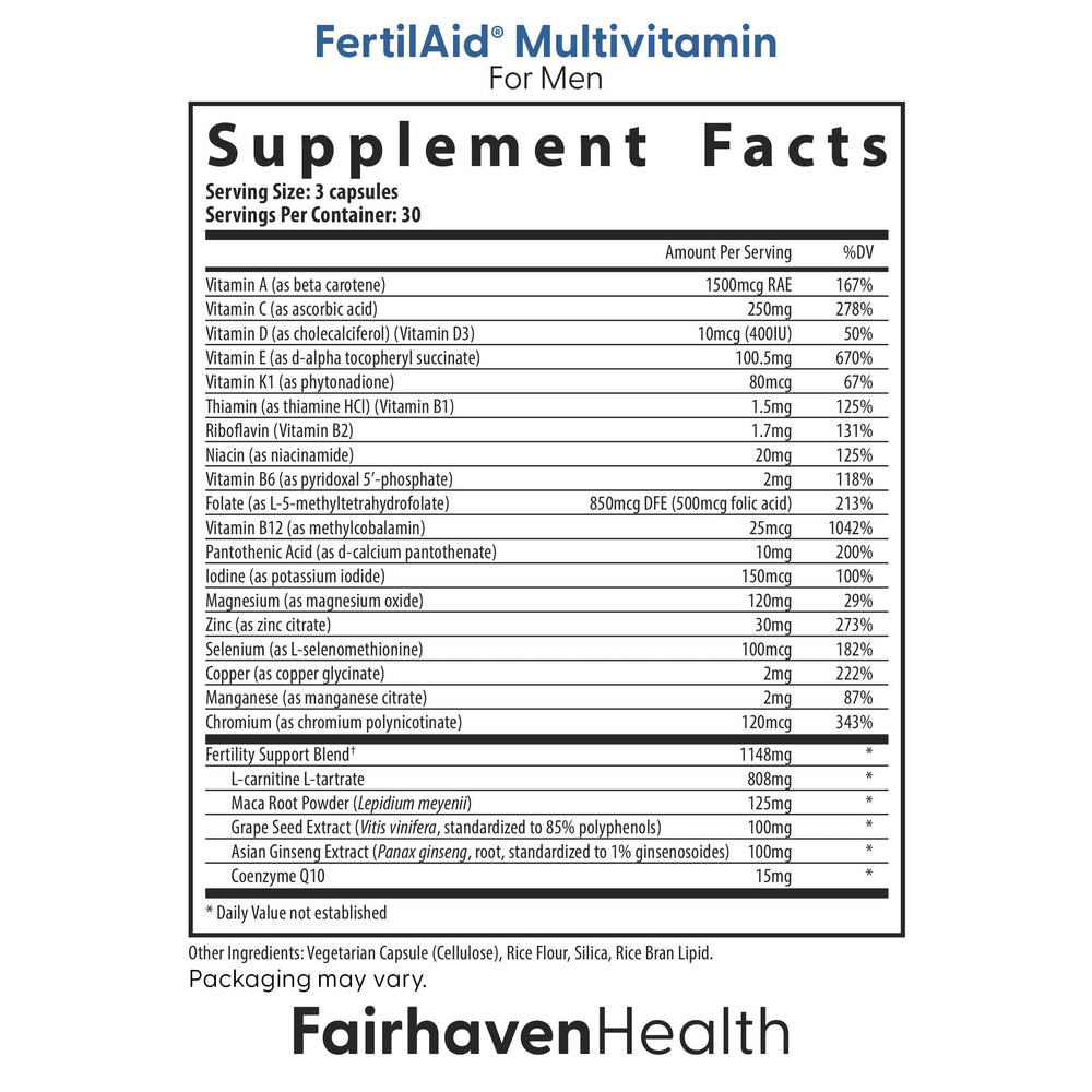 Fairhaven Health detalle de la etiqueta que destaca ingredientes clave y pureza