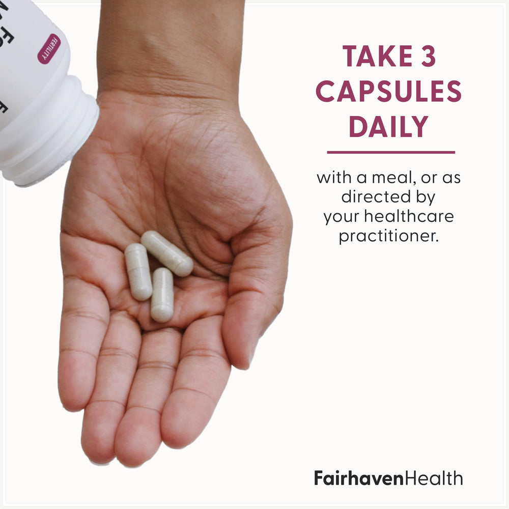Fairhaven Health ingredientes clave de FertilAid exhibidos con beneficios visibles
