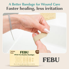 FEBU contenido del pack desplegado, 200 unidades listas para uso