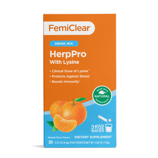 FemiClear empaque frontal mostrando sobres y beneficios