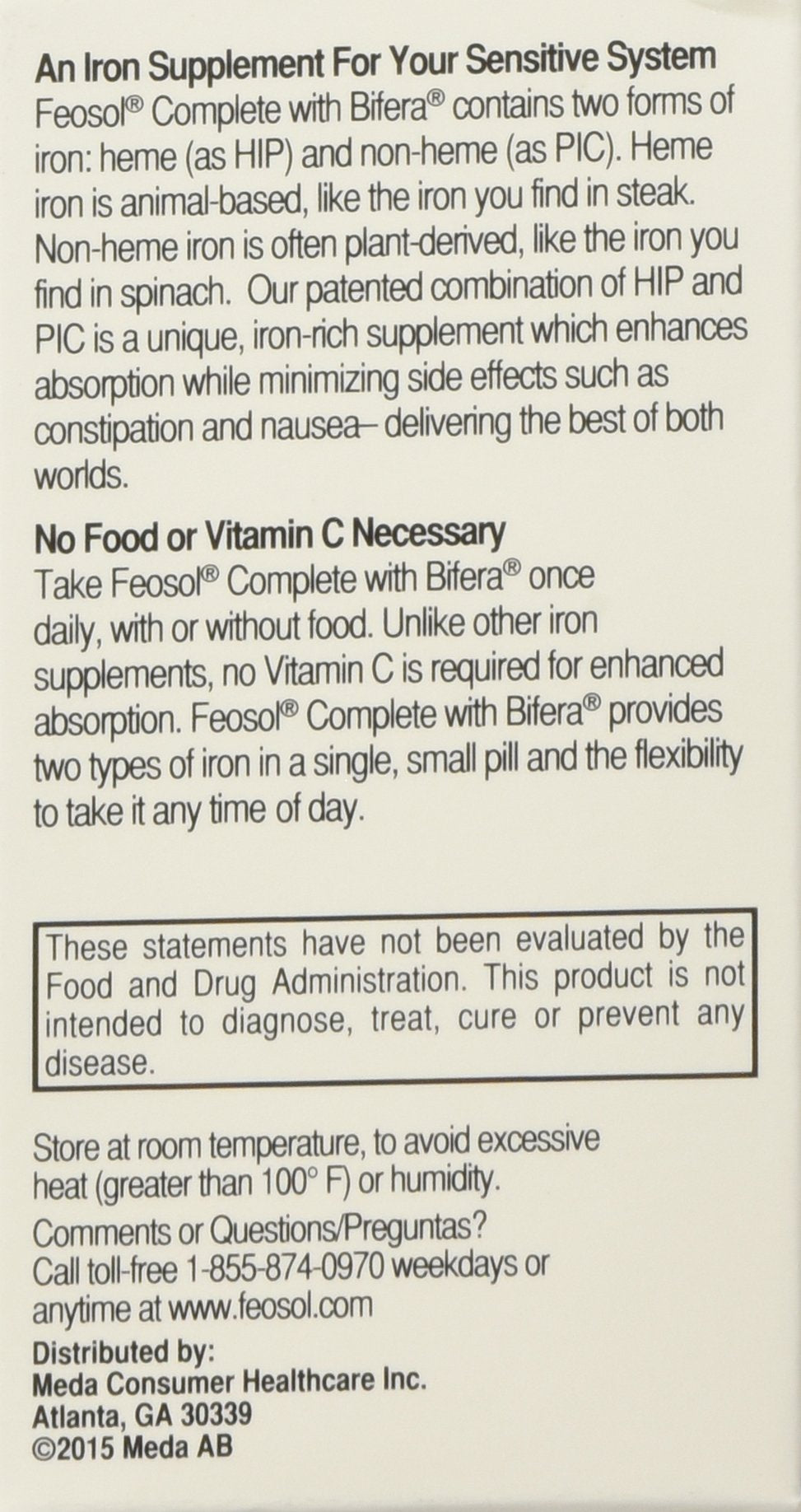 Botella de Feosol con 30 cápsulas lista para un mes.